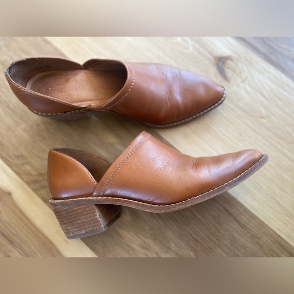 Madewell Brady Low Cut Booties Boot Brown Cognac Leather Heel Pointed 7.5 - Picture 1 of 11